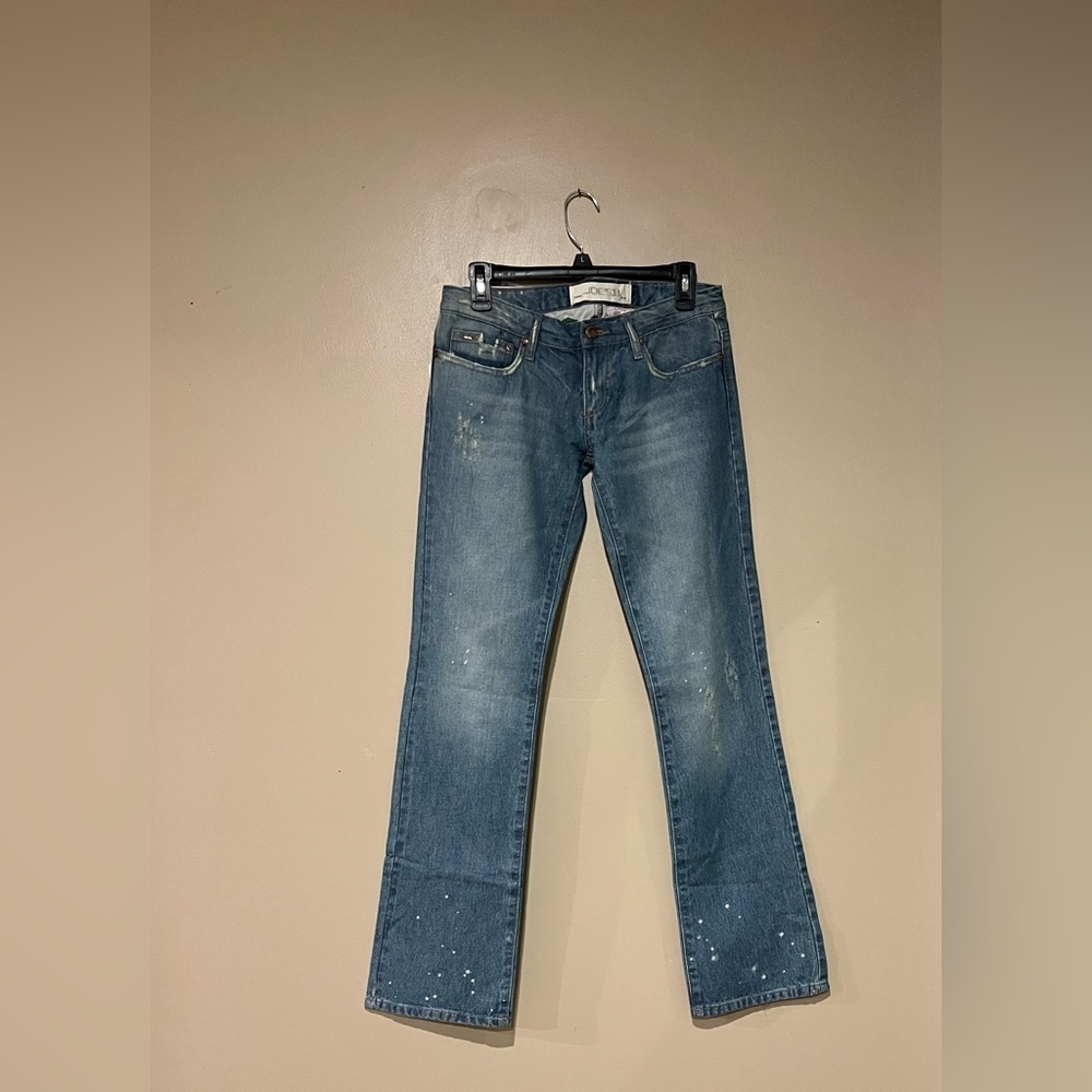 Joe's The Socialite Cobain Low Rise Distressed Speckled Paint Straight Leg Sz 27